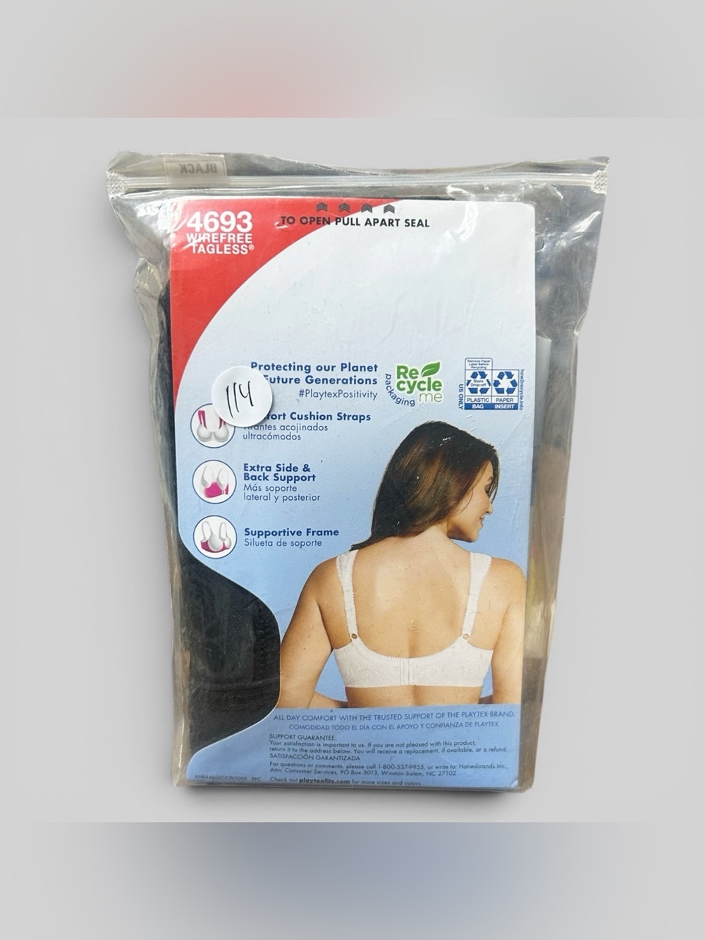 Playtex 18 Hour Ultimate Shoulder Comfort Wirefree Bra 38D NEW 4693 - Picture 2 of 3